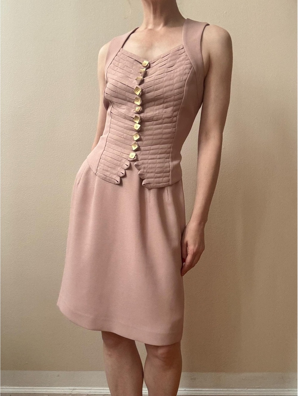 Vintage 1980s Mauve Rayon Crepe Skirt Suit